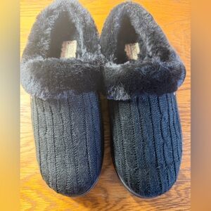 Skechers BOBS Black Plush Memory Foam Slippers